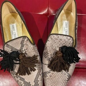 Jimmy Choo Brown and Black Loafers with Tassel Detail